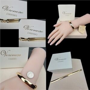 18k over sterling silver herringbone bracelet